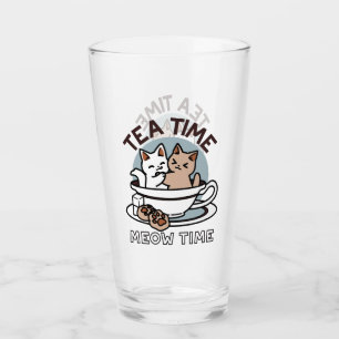 Verre Tea Time Meow Time - Cute Cat and Tea Design