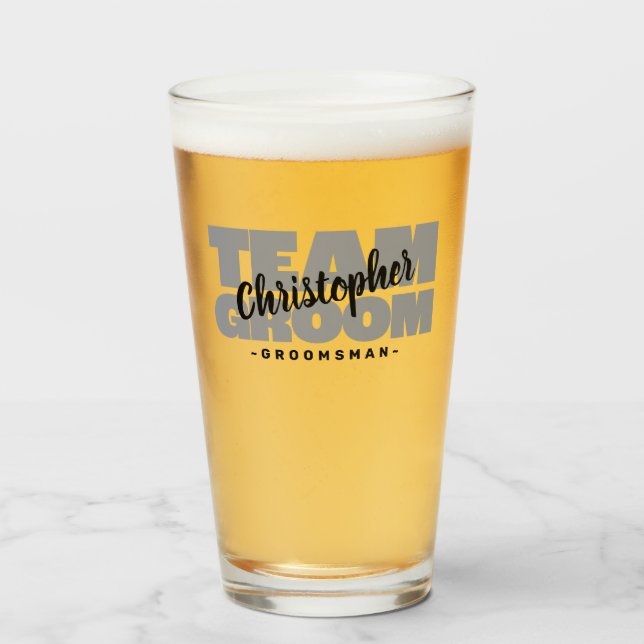 Verre Team Groom Groomsman Bachelor Party Black Grey (Devant (rempli))