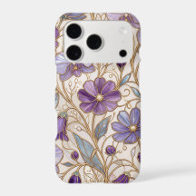 Verre teinté doré floral Art Nouveau violet