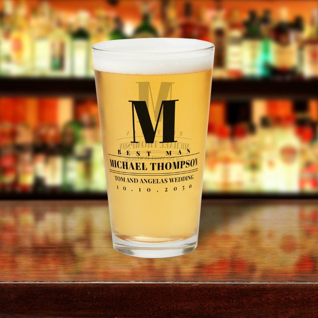 Verre Témoin de mariage moderne monogramme simple (Créateur téléchargé)