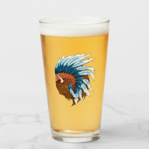 Verre Tête de buffle avec coiffure indienne