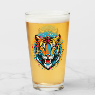 Verre Tête de tigre couleurs arc-en-ciel peinture taches