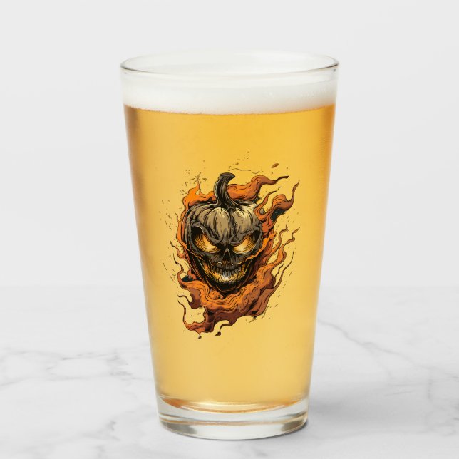 Verre Tête du Citrouille effrayant (Devant (rempli))
