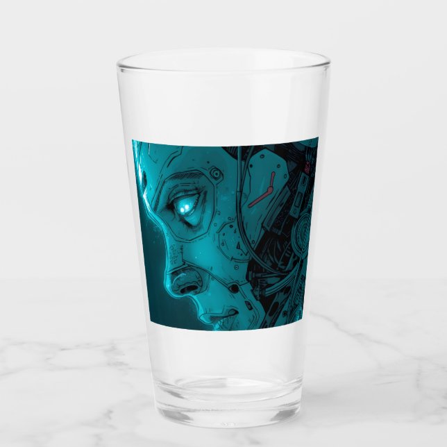 Verre TÊTE ROBOTIQUE CYBORG Bière (Devant)