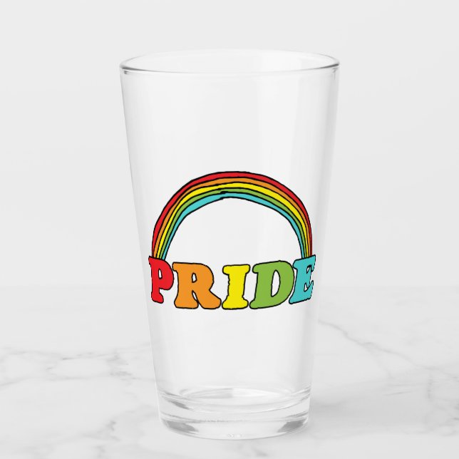 Verre Texte de la fierté et arc-en-ciel (Devant)