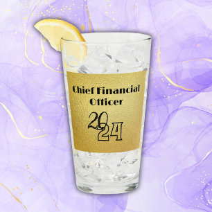 Verre Texte noir sur or - monogramme