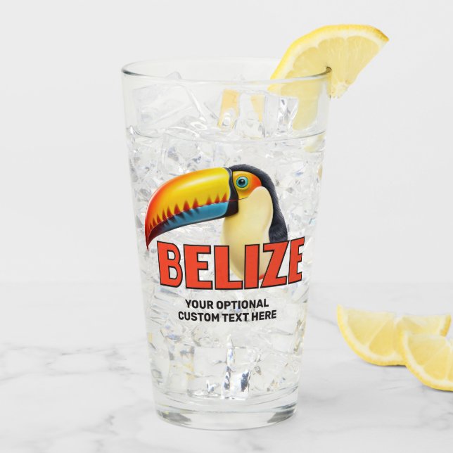 Verre Texte personnalisé BELIZE Toucan (Dos glace)