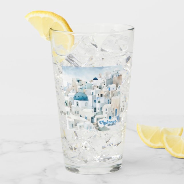 Verre Texte personnalisé Mykonos Grèce (Devant glace)