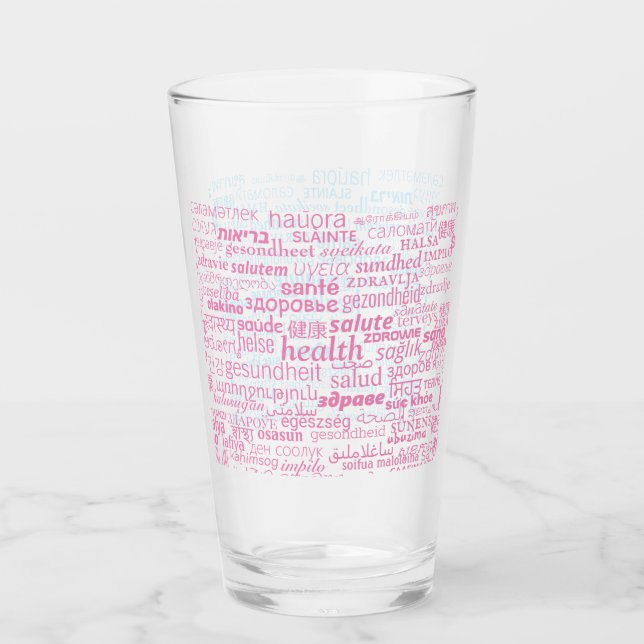 Verre texte santé multilingue - Choisir la couleur (Devant)