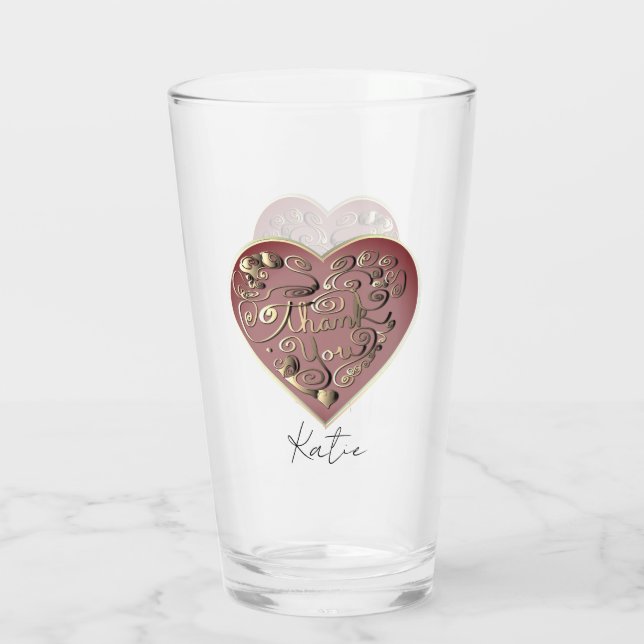 Verre "Thank you" Heart Glass Cup (Dos)