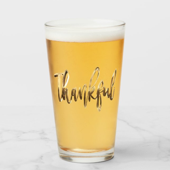 Verre Thanksgiving Elegant Gold Look Script Thanksgiving (Devant (rempli))