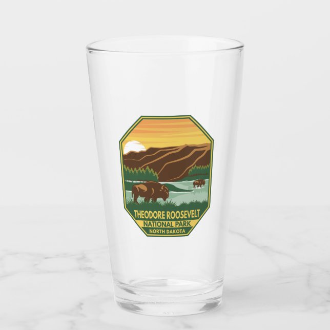 Verre Théodore Roosevelt Parc national Bison Retro (Devant)