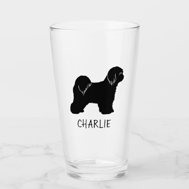 Verre Tibétain Terrier Chien Silhouette Tibbie Personnal (Devant)