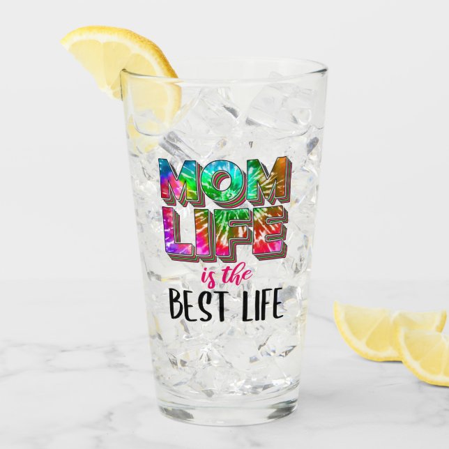Verre Tie Dye Maman La vie est la meilleure vie (Devant glace)
