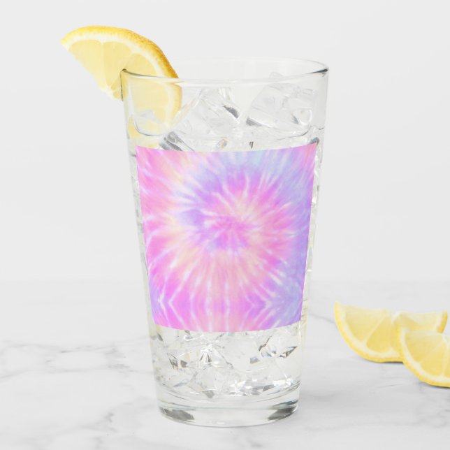 Verre Tiedye Pastel Rainbow Spirale Hippie Tie Dye (Devant glace)