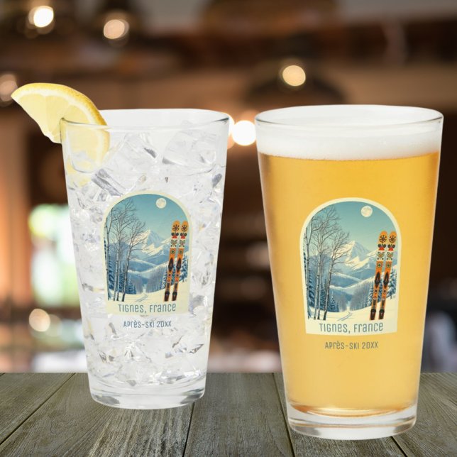 Verre Tignes France vacances après ski bière (Créateur téléchargé)