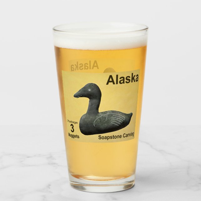 Verre Timbre de l'Eider à tête grise - Timbre-poste d'Al (Devant (rempli))