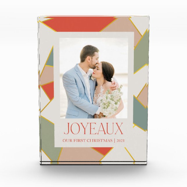 Verre Tiré Noël Juste Marié Bloc photo (Devant)