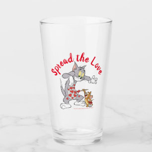 Verre Tom et Jerry Peindre les Coeurs de la Saint-Valent