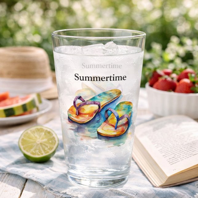 Verre tongs colorés aquarelle personnalisable (Créateur téléchargé)