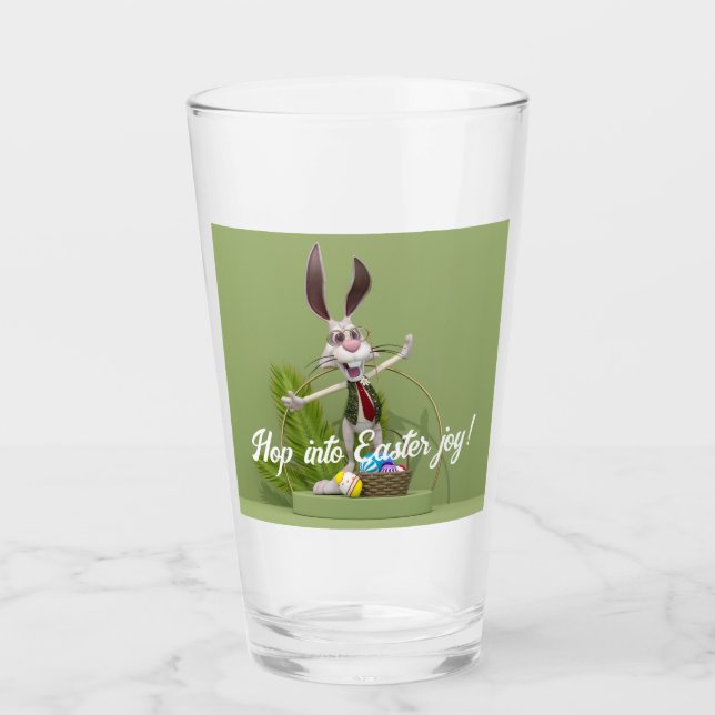 Verre Toon Rabbit debout près des oeufs de Pâques (Devant)