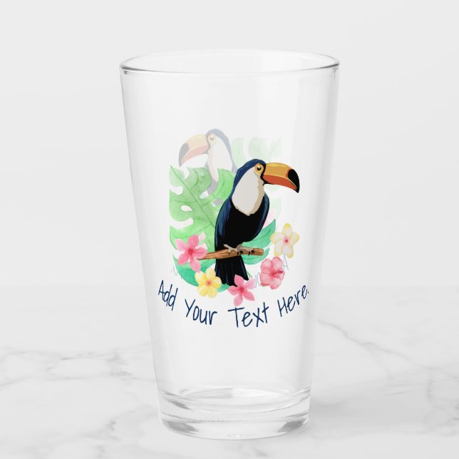 Verre Toucan Avec Fleurs Tropicales (Devant)