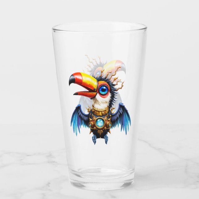 Verre Toucan Steampunk au Clair de Lune.  (Devant)