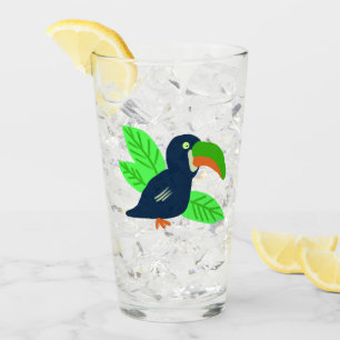 Verre Toucan Tropical Et Feuille