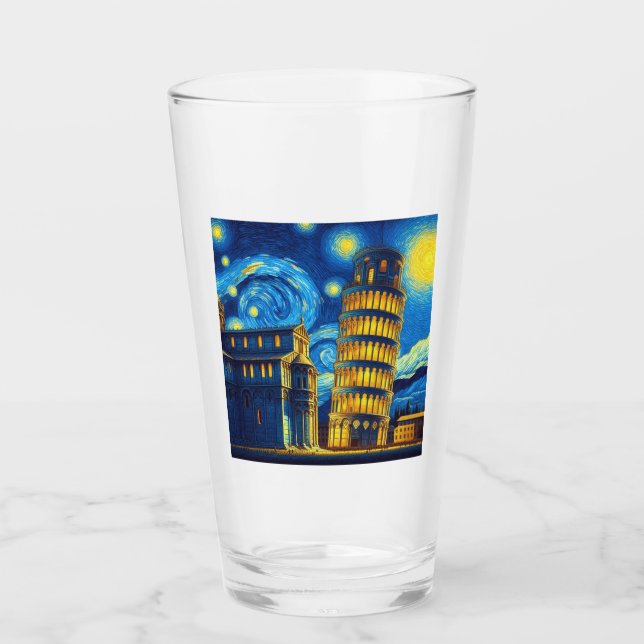 Verre Tour Starry Night Leaning De Pise Italie (Devant)