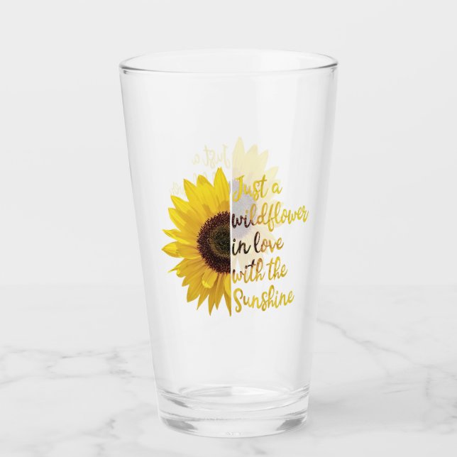 Verre Tournesol "Juste Un Fleur sauvage Amoureux..." (Devant)