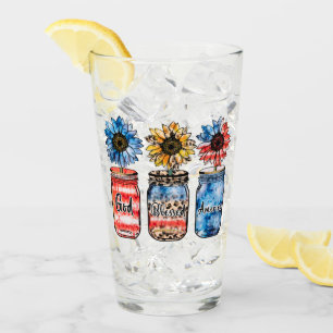 Verre Tournesols patriotiques dans les jarres   Dieu bén