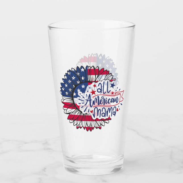 Verre Tous les américains Mama Rouge Blanc Bleu Drapeau  (Devant)