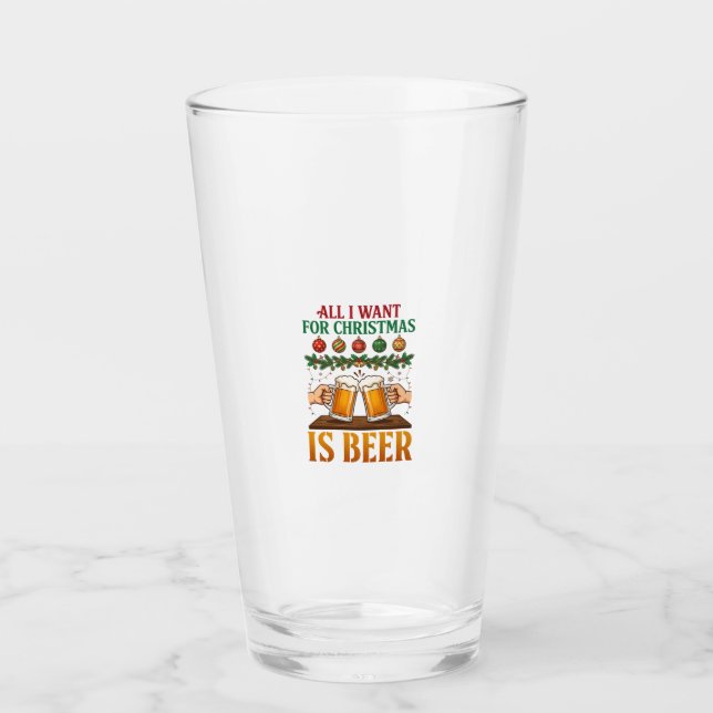 Verre Tout ce que Noël veut, c'est des mugs pour trinque (Devant)