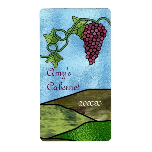 Verre Trait Style Vin Étiquette (Devant)