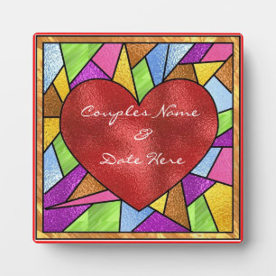 Verre Trait Tiré Design Coeur Mariage Plaque Cadea