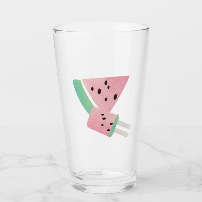 Verre Tranche de pastèque d'été à l'aquarelle et pop (Devant)