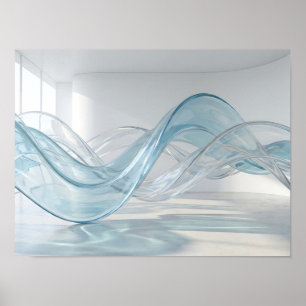 Verre transparent bleu Vagues Art mural abstrait