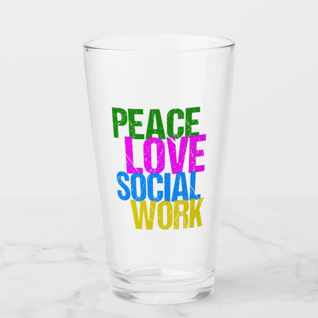 Verre Travail social d'amour de paix (Devant)