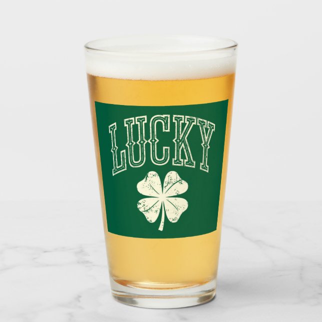 Verre Trèfle Chanceux de la Saint-Patrick Vintage  (Devant (rempli))