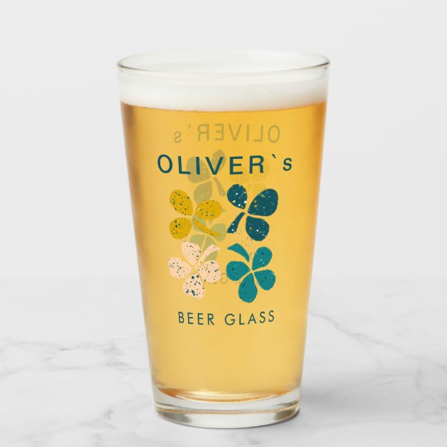 Verre Trèfle Chanceux Saint Patrick Bière Nom (Devant (rempli))