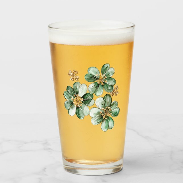 Verre Trèfle Pailleté Vert Or Jour de la Saint-Patrick (Devant (rempli))