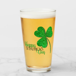 Verre Trèfle scintillant vert Joyeuse St Patrick