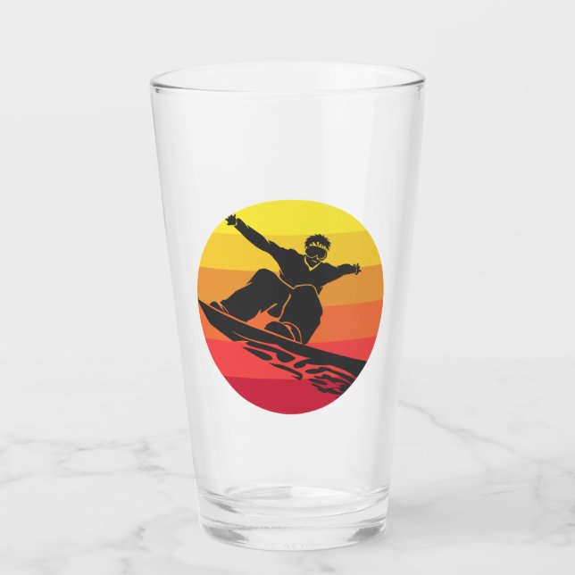 Verre Tremplin en Snowboard Rétro (Devant)