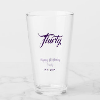 Verre Trente ans 30ème violet pastel nom date style