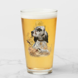 Verre Tri Couleur Anglais Setter Art, chasse en bois