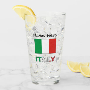 Verre Tricolore Moderne Nom Ici Drapeau Italien Bande