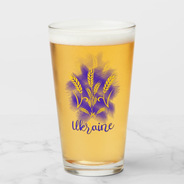 Verre Trident ukrainien fait d'oreille de blé (Devant (rempli))