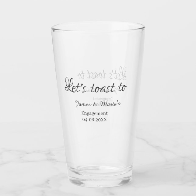 Verre Trinquons à la fête de fiançailles nom date élégan (Devant)