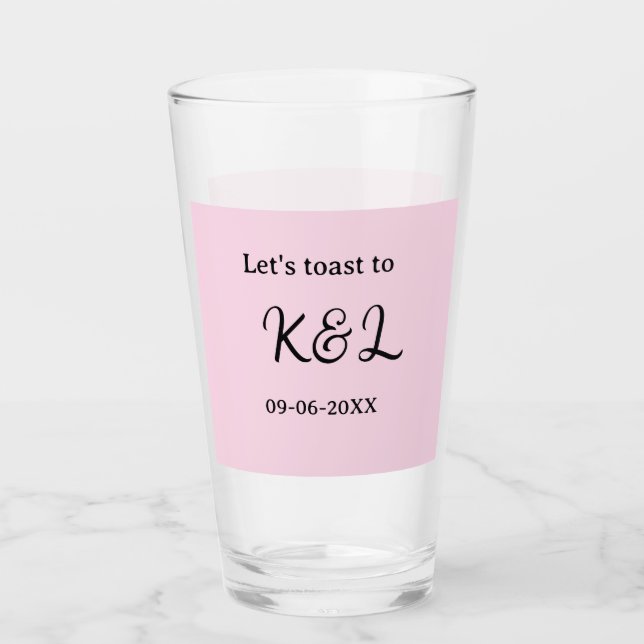 Verre Trinquons à l'annonce de mariage lettre rose (Devant)
