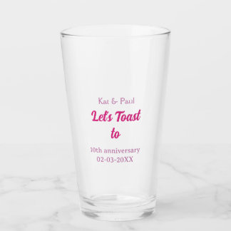 Verre Trinquons au 10ème anniversaire de mariage rose no